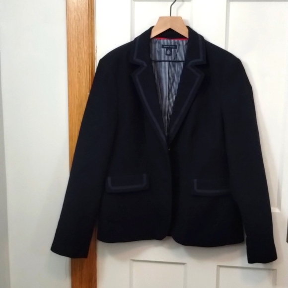 Tommy Hilfiger Navy Blazer Size 14 with White Stripe Sleeves NWOT - Picture 3 of 17